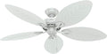 Hunter 54 inch Outdoor or Indoor Ceiling Fan No Light - White Ceiling Fan without Light, For Patio, Porch, Garage, or Living Room, Standard Mount, 5 Blades, Pull Chain - Bayview 50474, White
