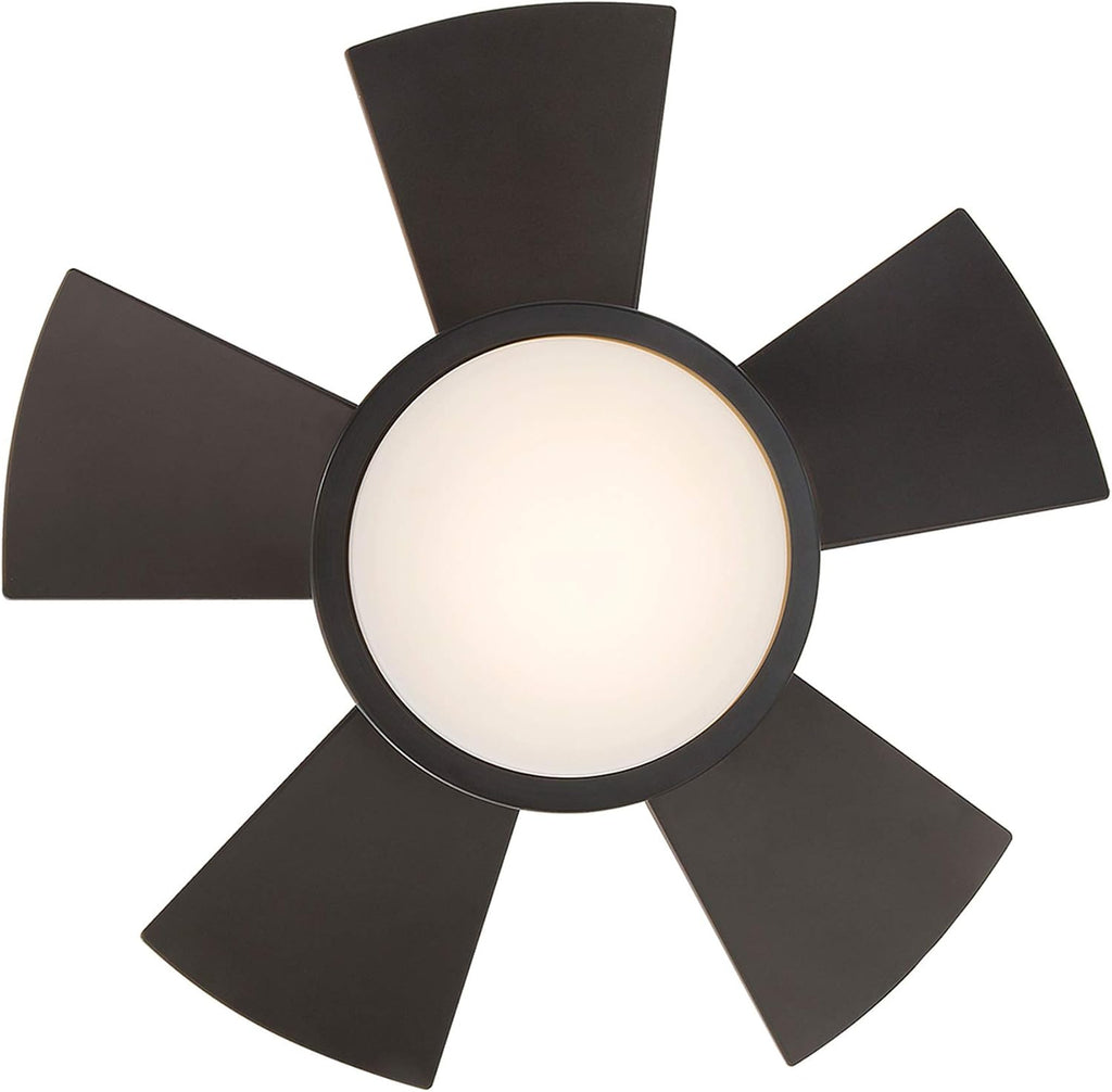Modern Forms Vox 26 in Smart Indoor and Outdoor Smart Flush Mount Ceiling Fan in Bronze with Remote Control 3000K