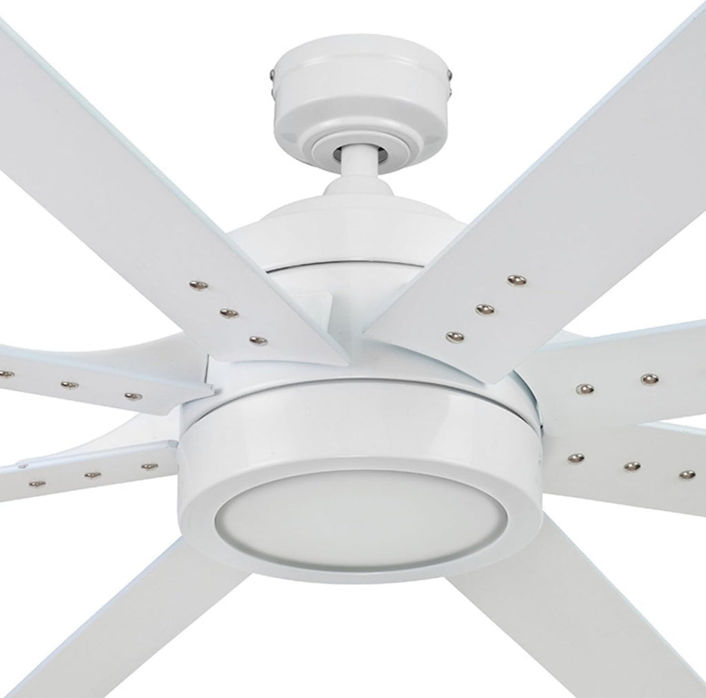 Honeywell Ceiling Fans Xerxes Modern 62 Inch Ceiling Fan with Light, Remote Control Fan, LED Indoor Fan with 8 Blades, White and Gray Wash Blade Finish Options, White (51628-01)