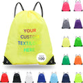 pack of 100 Custom Bags With Your Logo,customized backpack,promotional items,Drawstring Backpacks,Great for Everyday Use (Custom Yellow)