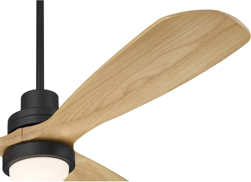 Casa Vieja 52' Delta Modern Country Indoor Cottage Core Outdoor Ceiling Fan 3 Blade CCT LED Light Remote Control Matte Black Finish Wood Blades Bedroom Patio Living Room DC Motor Decorative Dimmable