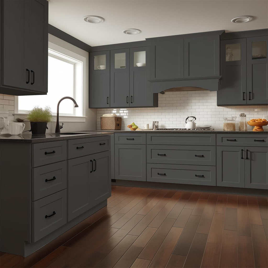 RTA Sink Base Storage Cabinets by Solid Wood for Bathroom, Kitchen - Compact and Large Capacity with 2 Doors, 1 Fake Drawer (Pebble Grey, 27' Width x 24' Depth x 34-1/2' Height)