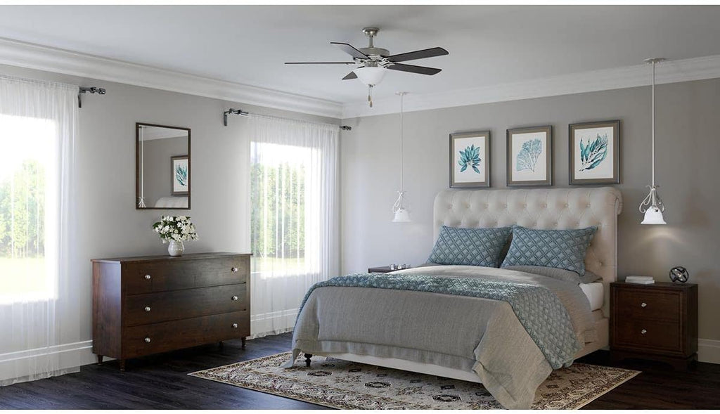 Progress Lighting AirPro Collection 52'' Five-Blade Ceiling Fan with White Etched Light Kit