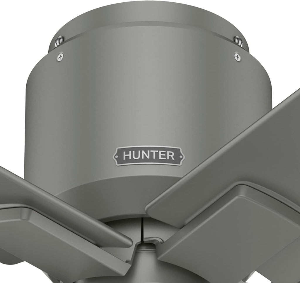 Hunter Fan 44 inch Ceiling Fan with Pull Chain and No Light, Outdoor or Indoor Matte Silver Ceiling Fan for Porch, Living Room, Office, Kitchen, Garage (Renewed)