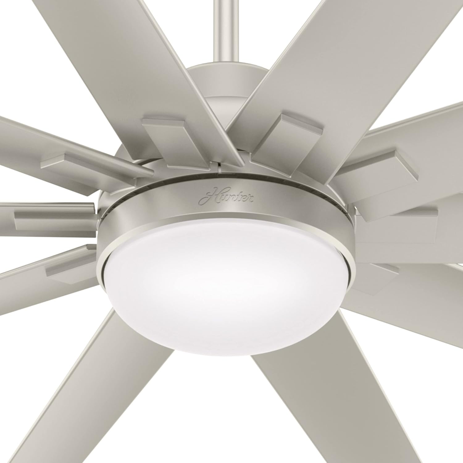 Hunter Fan 72 inch Ceiling Fan with Light, Outdoor or Indoor Matte Nickel Ceiling Fan for Porch, Living Room, Office, Kitchen, Garage, 10 Blades (Renewed)