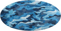 Blue Camouflage Pattern Coral Velvet Round Floor Mat Non-Slip Bath Rug Floor Covering for Bathroom Vanity Guest Suite & Vacation Home