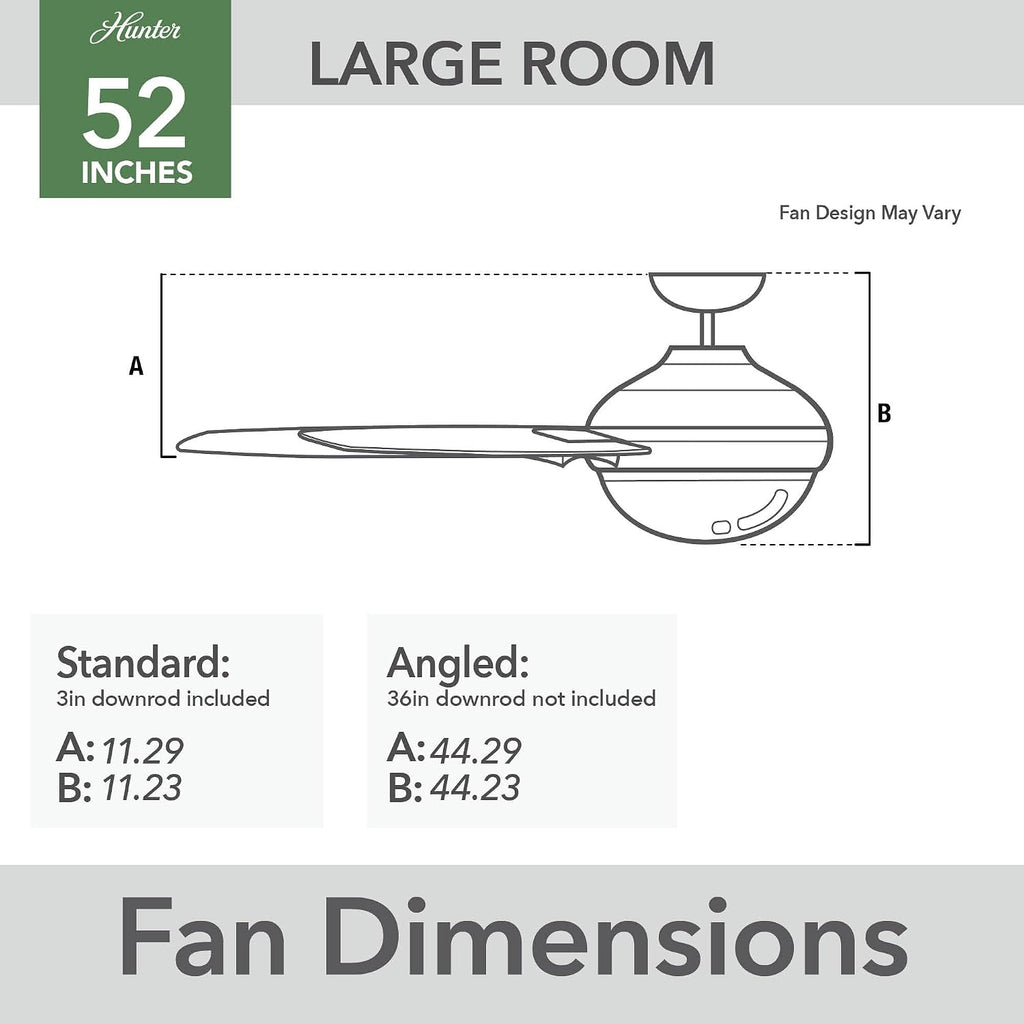 Hunter Fan Outdoor or Indoor Ceiling Fan, 52 in Black Ceiling Fan with Remote and No Light for Patios, Living Room, Bedroom, Porch, Garage (Renewed)