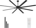 96 Inch Industrial Ceiling Fan Without Light, Matte Black Outdoor Model for Covered Areas, 8 Aluminum Blades, Powerful Airflow, Modern No-Light Design, CF04NBK-96