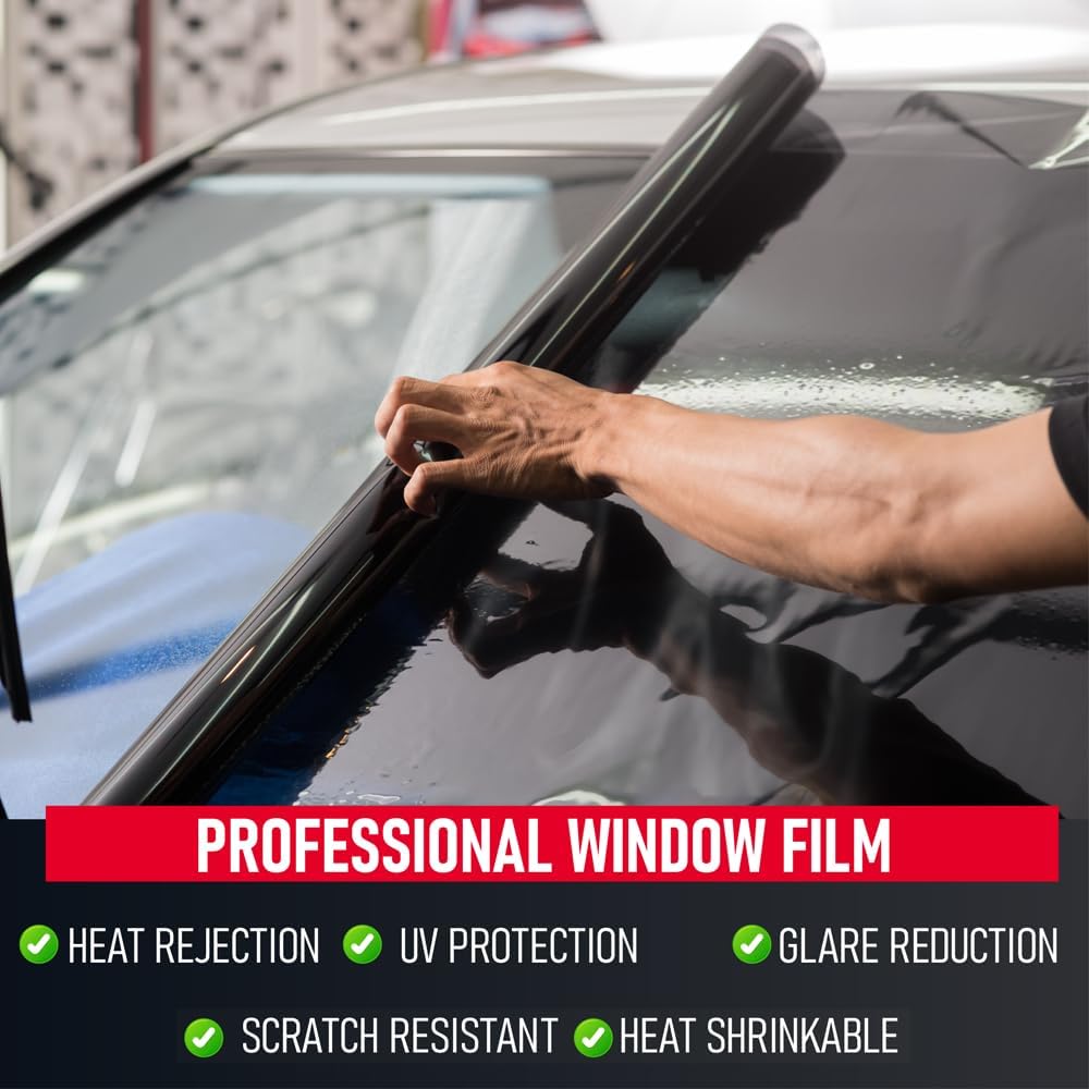 United Professional 1Ply Window Tint Film - 20'x100', 20% VLT, 3 Rolls, Upgraded Dyed PET Film, 1 mil Thickness, 99% UV Block, Deep Shade Privacy Window Tint for Car, Truck, Home– Heat & Glare Control