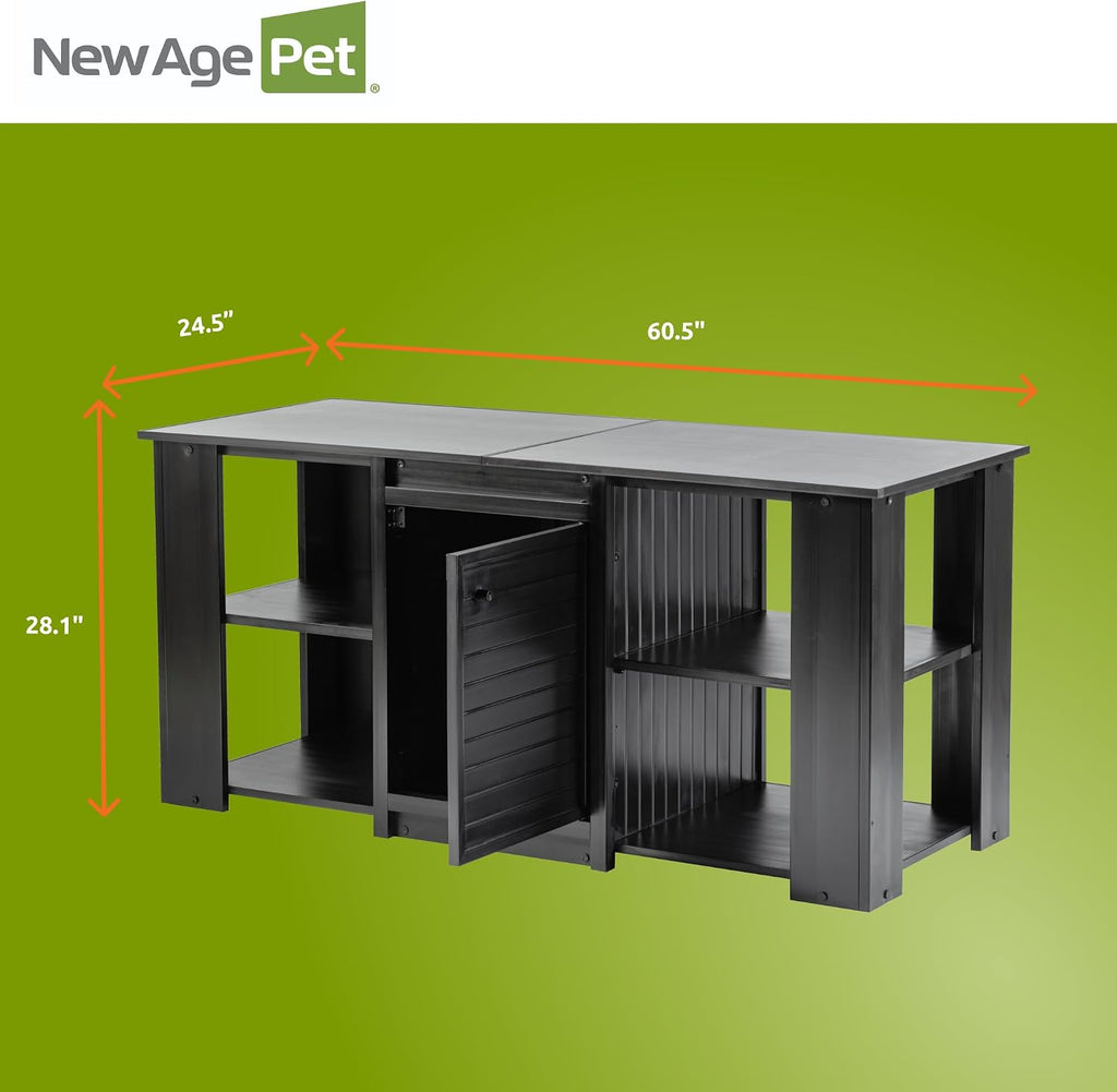 New Age Pet ECOFLEX 60' Storage Cabinet for Pets in Black, Durable Wood Plastic Composite, Non Toxic, Easy Assembly, Ideal for Bedding, Food, Toys, XL Mojave Reptile Lounge Compatible