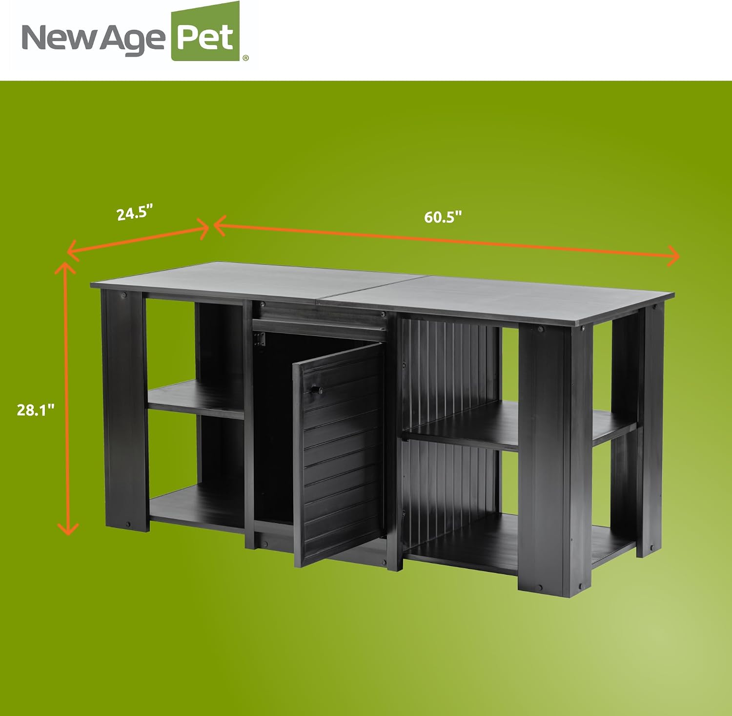 New Age Pet ECOFLEX 60' Storage Cabinet for Pets in Black, Durable Wood Plastic Composite, Non Toxic, Easy Assembly, Ideal for Bedding, Food, Toys, XL Mojave Reptile Lounge Compatible