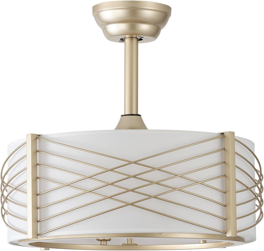 20' Fandelier Ceiling Fans with Lights, Gold Caged Boho Ceiling Fan with Light Remote Control, Mid-Century Modern with 6 Speeds for Bedroom, Nursery, Living Room
