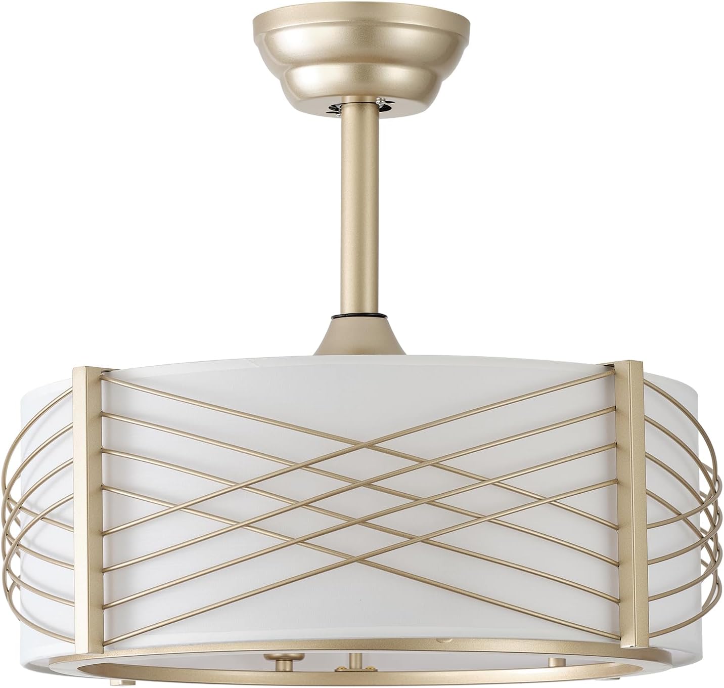 20' Fandelier Ceiling Fans with Lights, Gold Caged Boho Ceiling Fan with Light Remote Control, Mid-Century Modern with 6 Speeds for Bedroom, Nursery, Living Room
