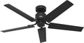 Hunter Fan 52 inch Casual Matte Black Indoor/Outdoor Ceiling Fan with 5 Blades and Pull Chain (Renewed)