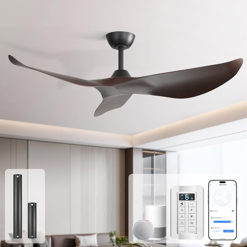 Sofucor 38 Inch Smart Ceiling Fan No Light, Modern Ceiling Fan with Remote Control, Quiet Reversible DC Motor, 6-Speed Noiseless Indoor Ceiling Fan for Bedroom Living Room Covered Patio Porch