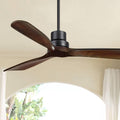Casa Vieja 52' Delta-Wing DC Modern Industrial Indoor Outdoor Ceiling Fan with Remote Control Matte Black Dark Walnut Damp Rated for Living Room Patio Exterior Home Porch Gazebo Includes 36' Downrod