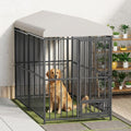 8x4x6 ft Heavy-Duty Outdoor Dog Kennel with Lockable Roof & Cover - All-Weather Large Dog Cage Kennel for Medium & Large Dogs, Waterproof Pet Enclosure