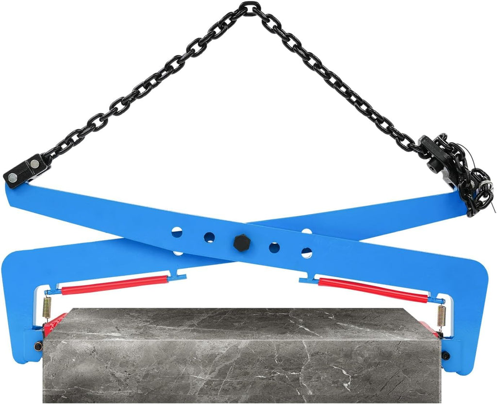 1764lbs Heavy Duty Stone Lifting Clamp 14'-35' Opening Adjustable Stone Clamp Scissor Lifter Clamp for Carrying & Vertical Transport of Concrete Blocks, Slate Sheets, Granite Slab, Timber (Blue)
