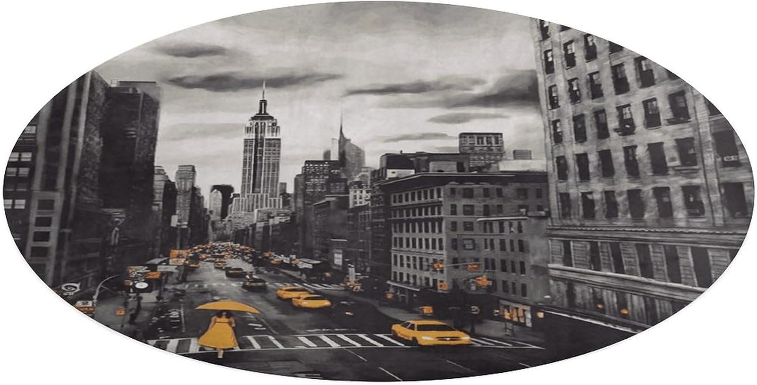 Love from New York Coral Velvet Round Floor Mat Non-Slip Bath Rug Floor Covering for Bathroom Vanity Guest Suite & Vacation Home