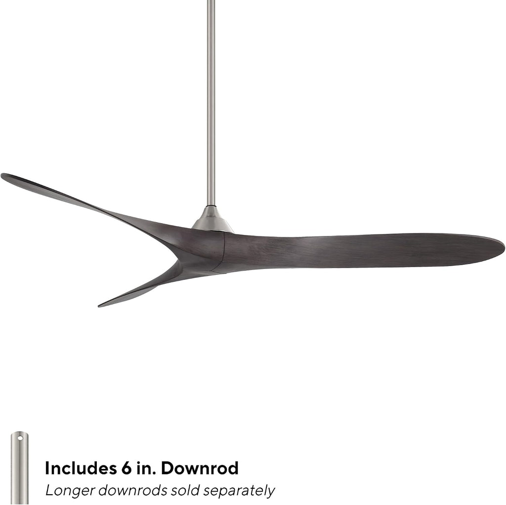 WAC F-089-BN/EB Malibu 70' Outdoor Ceiling Fan with Remote, Brushed Nickel Ebony
