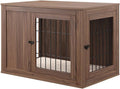 unipaws 36 Inch Furniture Style Dog Crate for Medium Dogs, Indoor Puppy Kennel with Door, Modern Decorative Wood Wire Pet Cage, Pretty Cute End Side Table Nightstand, Walnut