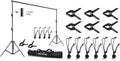 SLOW DOLPHIN Photography Background Support 12ft x 10ft Heavy Duty Adjustable Backdrop Stand Kit with Photography Muslin Backdrop Clips ，Spring Clamps，Carry Bag for Photo Video Studio