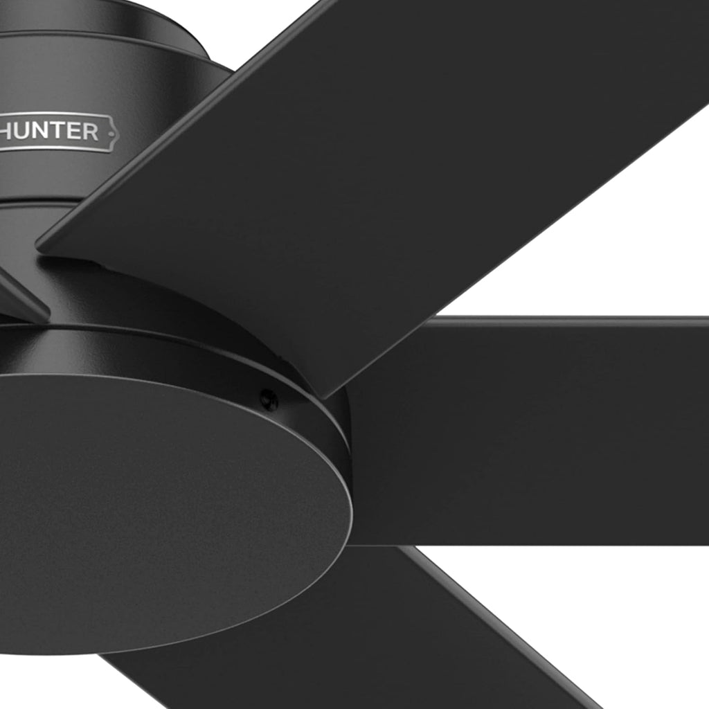 Hunter Fan 52 inch Ceiling Fan with No Light, Outdoor or Indoor Matte Black Ceiling Fan for Porch, Living Room, Office, Kitchen, Garage, 6 Blades (Renewed)