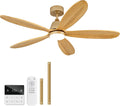 52 Inch Wood Ceiling Fans with Lights and Remote, Modern Outdoor Ceiling Fan with Light for Patio, Wall Switch, Dimmable, 5 Blades, Reversible DC Motor, Memory Function (Gold)
