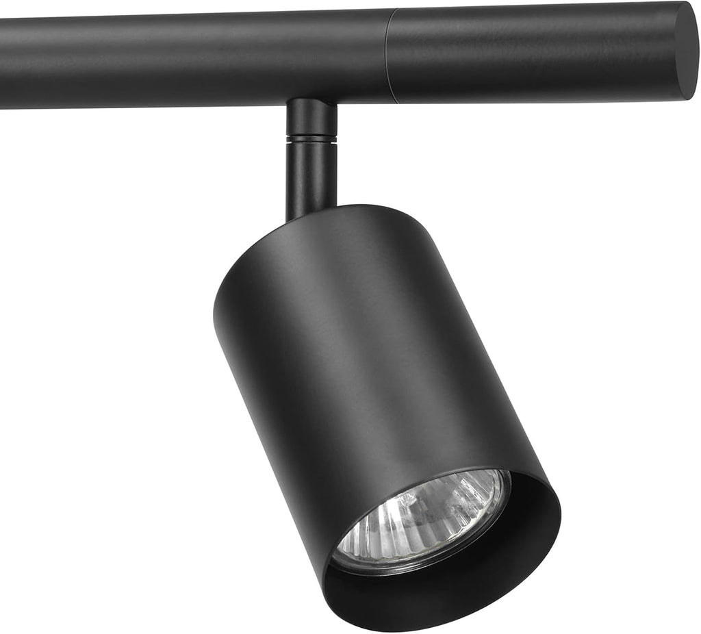 Globe Electric 64000123 55' 6-Light Adjustable Height Track Light, Matte Black, Pivoting Heads, GU10 Base Bulbs Not Included, Ceiling Light Fixture, Kitchen and Home Lighting Decor