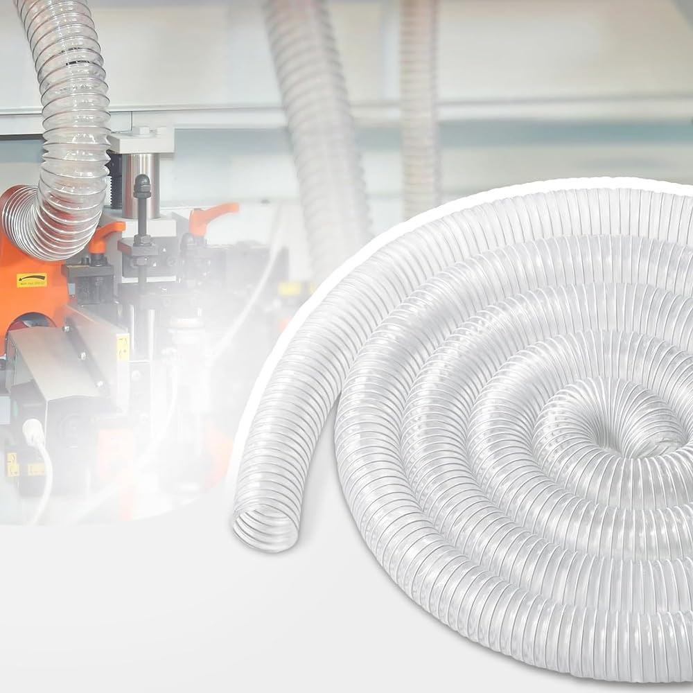 PVC Dust Collection Hose 2' 3' 4' 5' 6' 8' 10' 12' Flexible Woodworking Dust Collector Hose Clear Fume Debris Vacuum Collection Hose(8m/26.2ft,30mm-1 1/5')