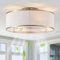20' Silver Caged Ceiling Fans with Lights, Boho Flush Mount Ceiling Fan with Light and Remote, Bladeless with 6 Speeds for Bedroom, Nursery, Living Room