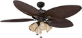 Honeywell Palm Island 52 Inch Tropical Indoor Outdoor Ceiling Fan, LED Light, 5 Palm Leaf Blades, Pull Chain Control, Quiet Motor, Oil Rubbed Bronze