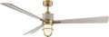 MINKA-AIRE F768L-LBR/WCD Nauticus 65' 3-Blade LED Smart Indoor/Outdoor Ceiling Fan in Legacy Brass and Warm Coastal Driftwood Finish Blades with Clear Glass