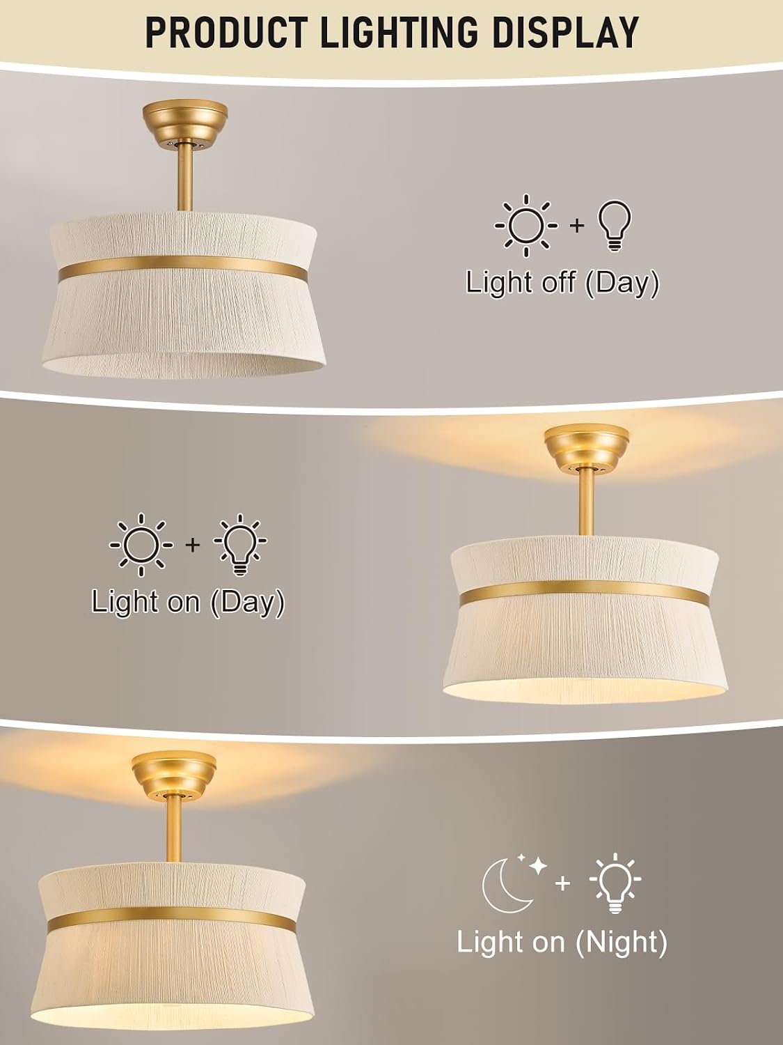 Boho Caged Ceiling Fan with Light，Rattan Fandelier Ceiling Fan with Light and Remote Control, Coastal Chandelier Fan for Bedroom, Living Room,Kitchen,Foyer(20 Inch, 6 Speed, Timing Adjustable Height)