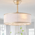 20' Gold Caged Boho Fandelier Ceiling Fan with Light & Remote Control - Bladeless Chandelier Fan, 6 Speed Quiet Reversible Motor for Bedroom, Nursery, Living Room
