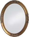 Howard Elliott Collection Queen Ann Oval Antique Gold Leaf Wall Mirror, Oval Bevelled Hanging Wood Framed Vanity Mirrors for Home Decor, Living Room, Bathroom, Bedroom, or Hallway, 25 x 33 Inch