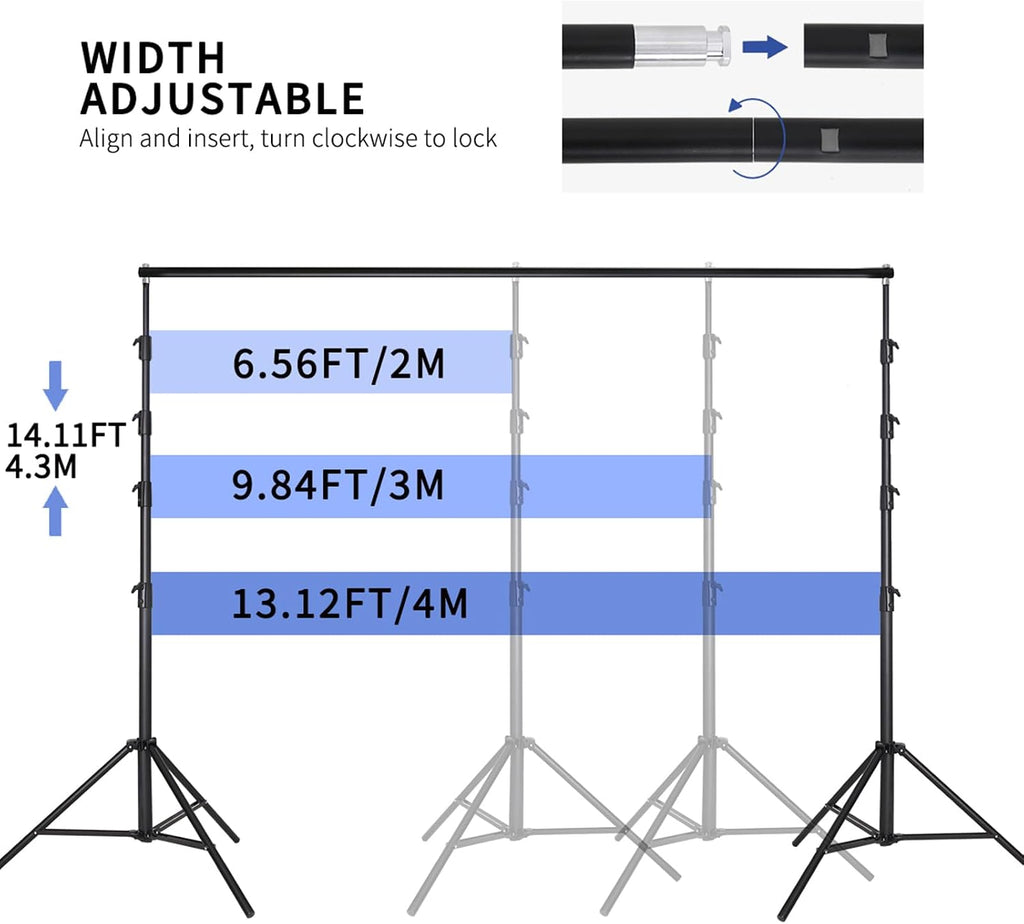 14.11X 13.12 FT Large Heavy Duty Backdrop Stand, Adjustable Photography Studio Photo Background Support System with Carry Bag for Parties, Events Decoration, Wedding, Birthday, Portrait