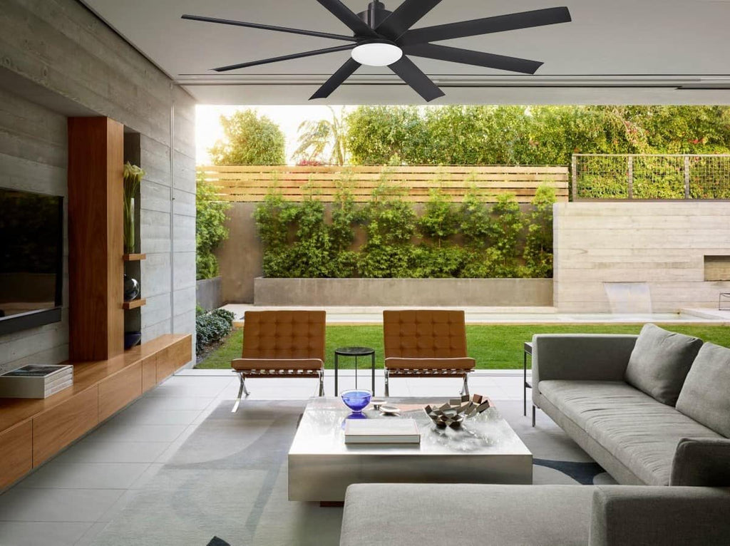 MINKA-AIRE F888L-CL Slipstream 65 Inch Outdoor Ceiling Fan with Dimmable LED Light and DC Motor, Coal