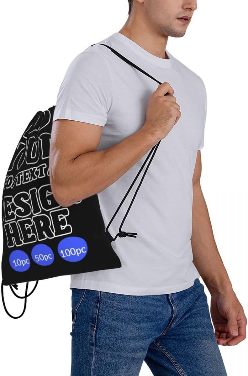 Custom Drawstring Backpack Set Of 10/50/100 Personalized Draw String Back Bag With Your Logo for Gym, Travel & Everyday Style14