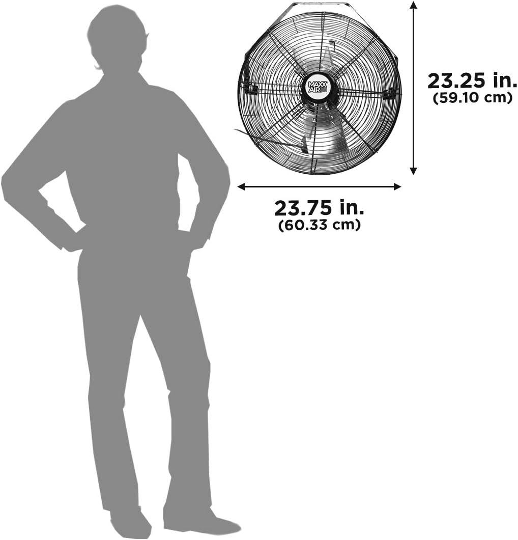 Maxx Air Wall Mount Fan | 18' Commercial Grade Fan for, Garages, Shop, Barns and Patios for Outdoor Use | Easy Operation and Powerful 1,450 CFM | Industrial Wall Mount