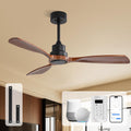 Sofucor 48 Inch Smart Ceiling Fan No Light-Outdoor Smart Ceiling Fan with Alexa/Google/APP/Remote Control,Walnut Wood Blades Ceiling Fan Without Light,Modern Ceiling Fan for Indoor Bedroom/Living Room