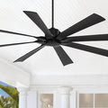 Possini Euro Design 70' Defender Modern Indoor Outdoor Ceiling Fan with Remote Control Matte Black Damp Rated for Patio Exterior House Home Porch Gazebo Garage Barn