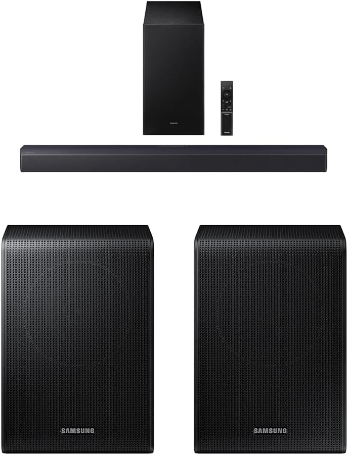 Samsung B-Series Soundbar HW-B550F 2.1 ch DTS Virtual:X Soundbar with Subwoofer (2025 Model) Voice Enhance Mode, Bass Boost + Samsung 9250S Wireless Rear Speaker Kit, Black (SWA-9250S/ZA, 2025)
