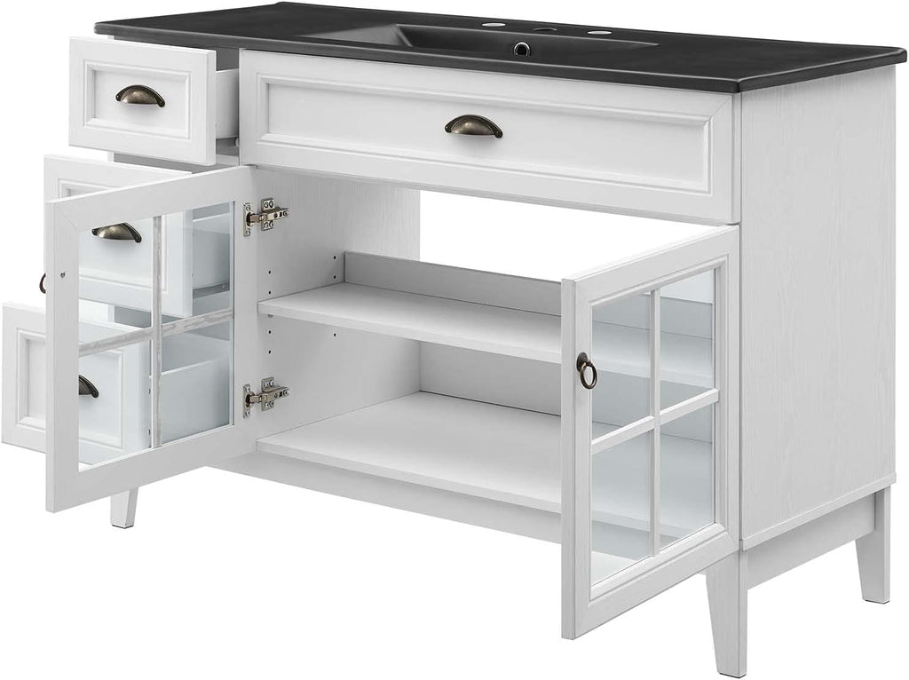 Sink Vanity Cabinet, Wood, White Black, Modern Contemporary, Hotel Bedroom Bathroom Master Suite