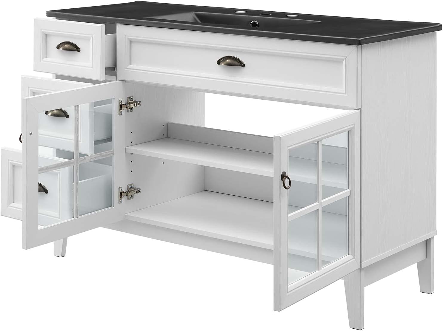 Sink Vanity Cabinet, Wood, White Black, Modern Contemporary, Hotel Bedroom Bathroom Master Suite
