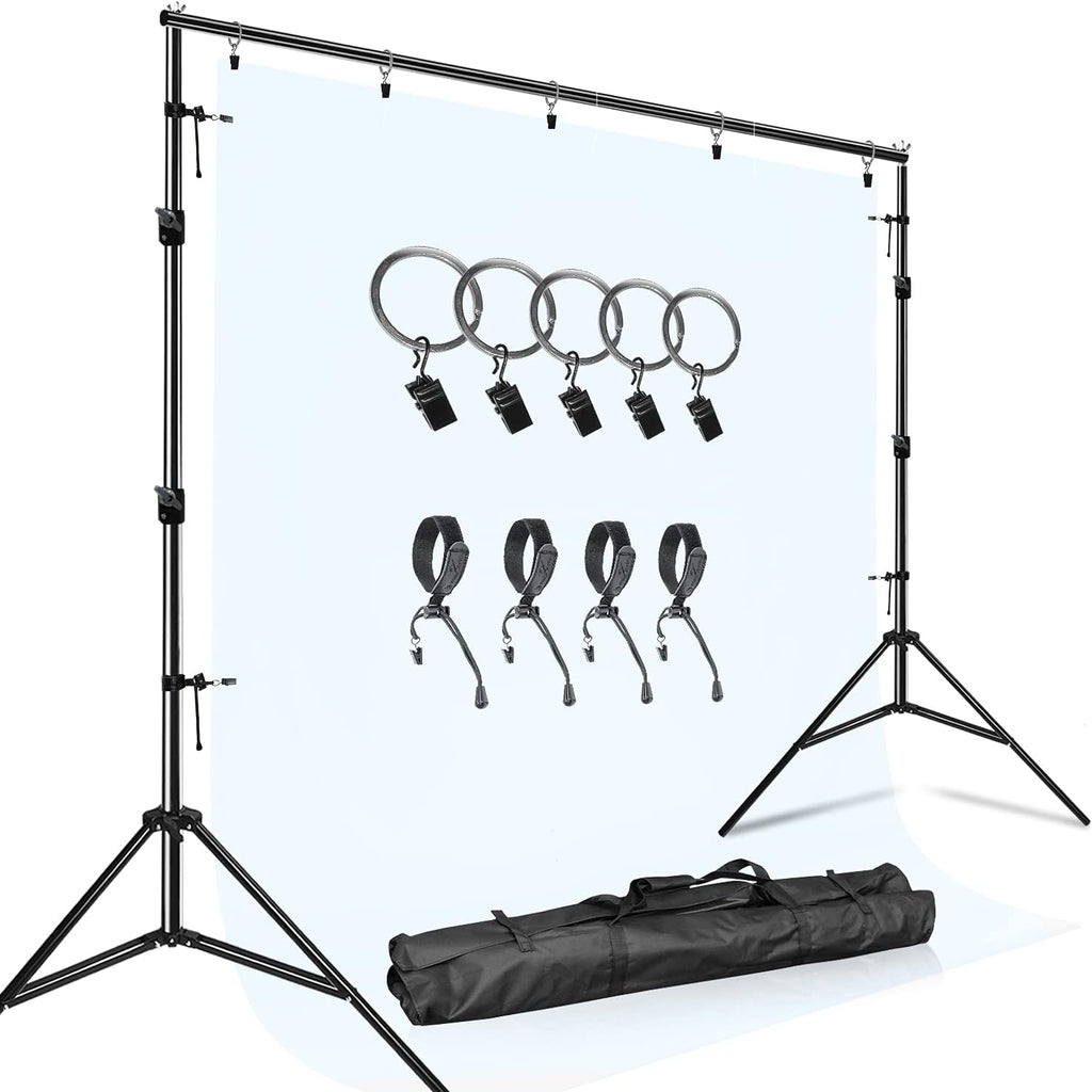 LimoStudio Photo Video Studio 10 ft. Width Adjustable Background Stand Backdrop Support Structure System Kit with Photo Clamp and Sand Bag, Photography Studio, AGG2348V2