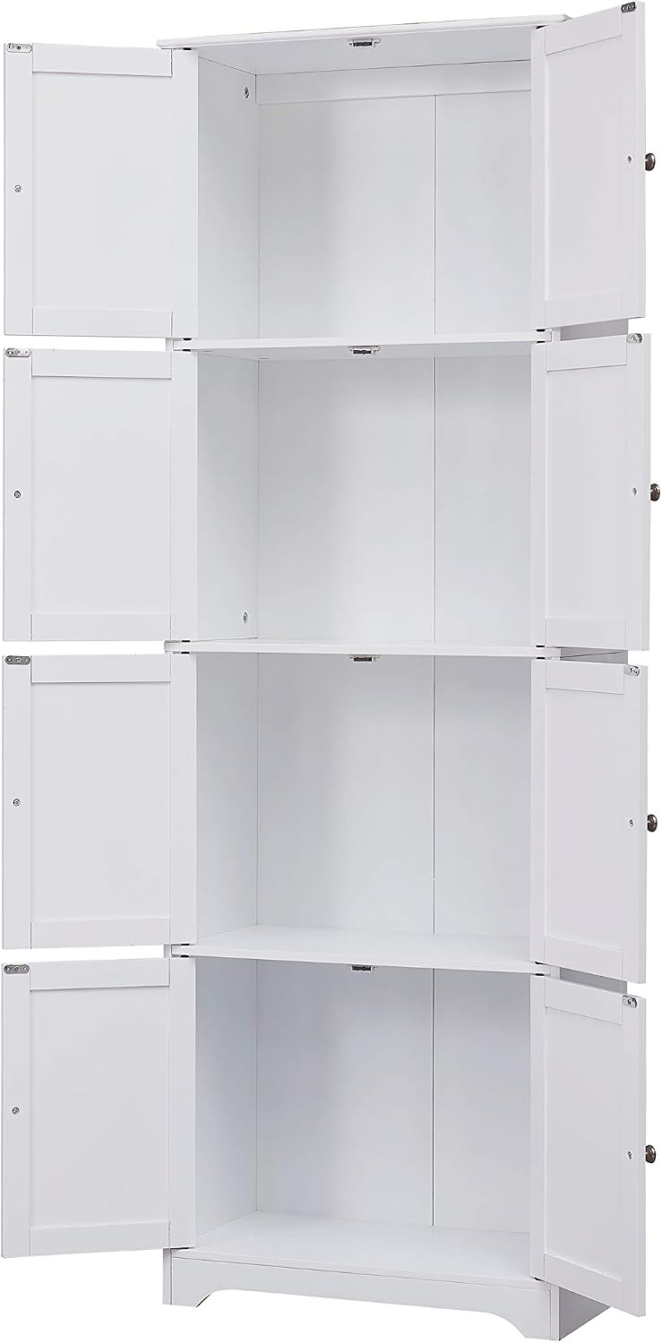 Kings Brand Furniture - Lyons 4-Tier 68' Kitchen Pantry Storage Cabinet with 8 Doors, White