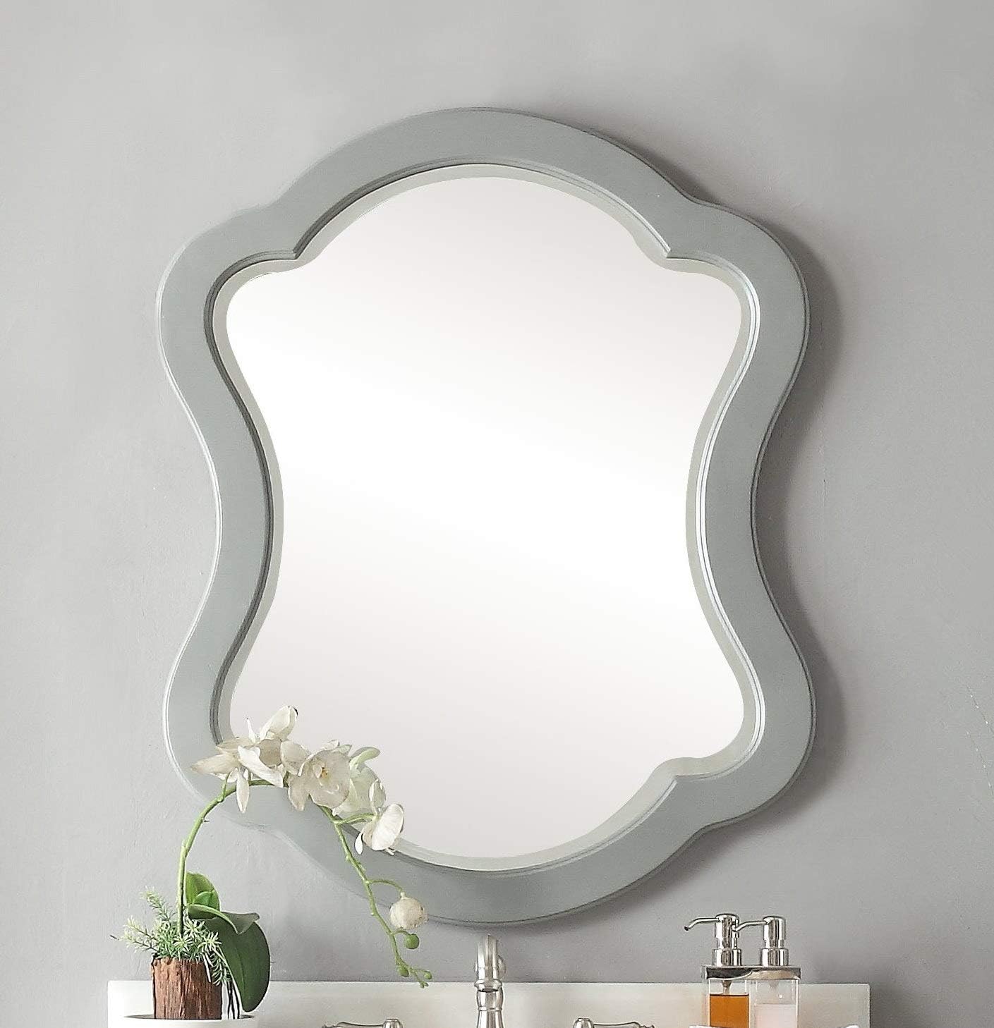 34' Knoxville Victorian Shabby Chic Gray Bathroom Vanity & Mirror GD-1533CK-MIR