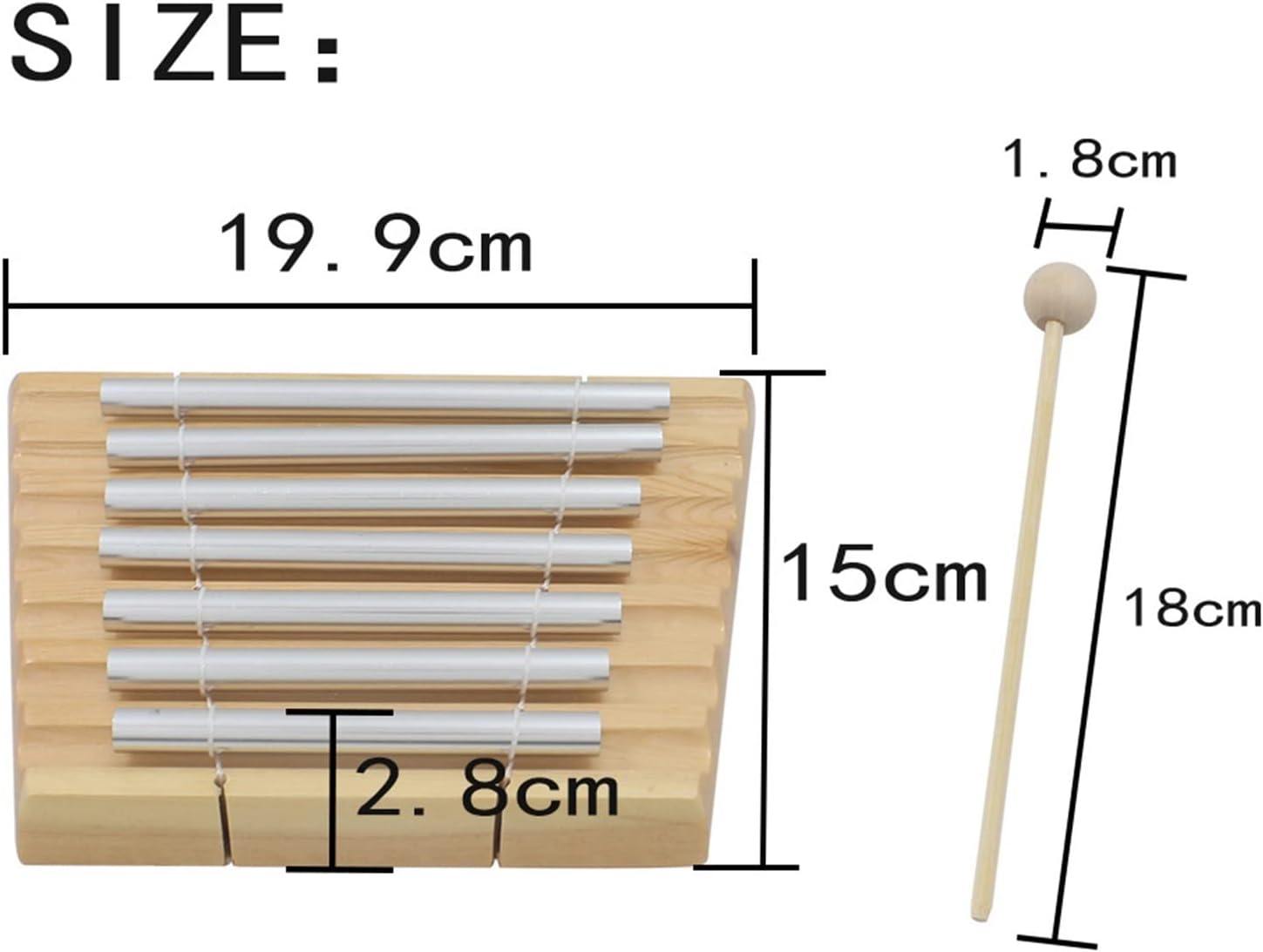 TSTS 7-Tone Chimes Meditation Chime Wind Bell Beginner Percussion Instrument with Mallet Percussion Glockenspiel Bell