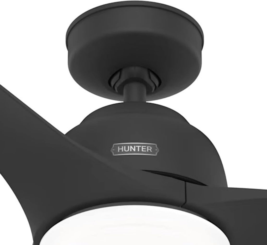 Hunter Fan 52 Inch Casual Matte Black Finish Outdoor Ceiling Fan with LED Light Kit (Renewed)